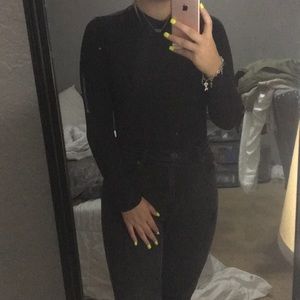 Black turtleneck bodysuit